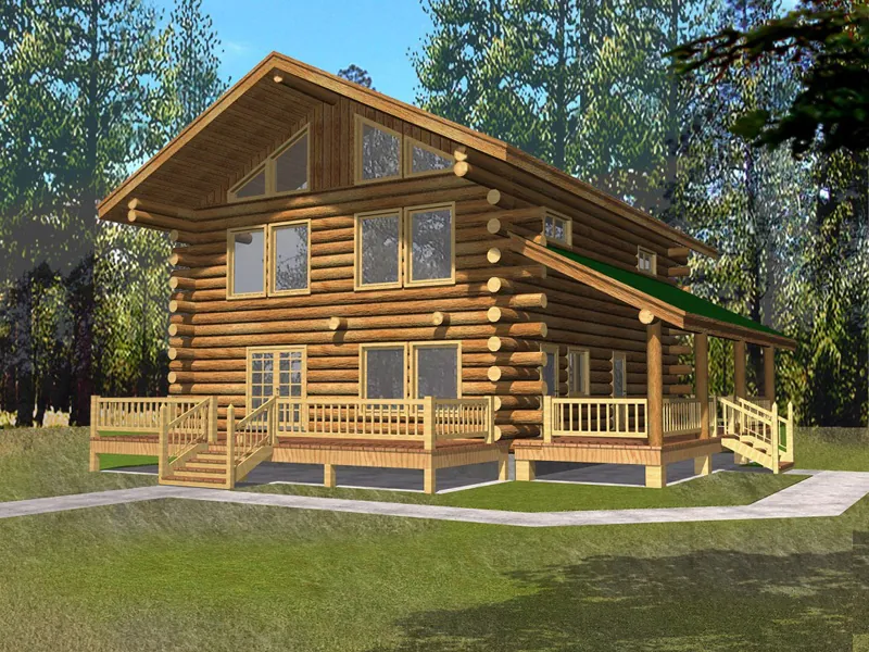 Log Cabin House Has Relaxing Covered Porch