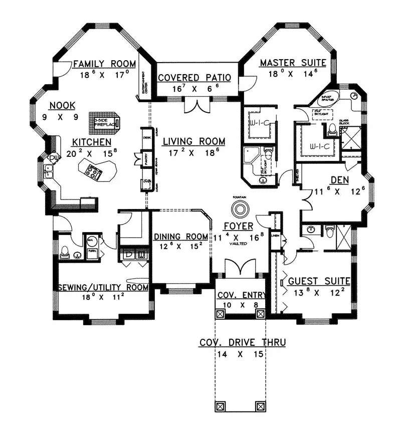 Ranch House Plan First Floor - Jocelyn Place Luxury Ranch Home 088D-0070 - Search House Plans and More