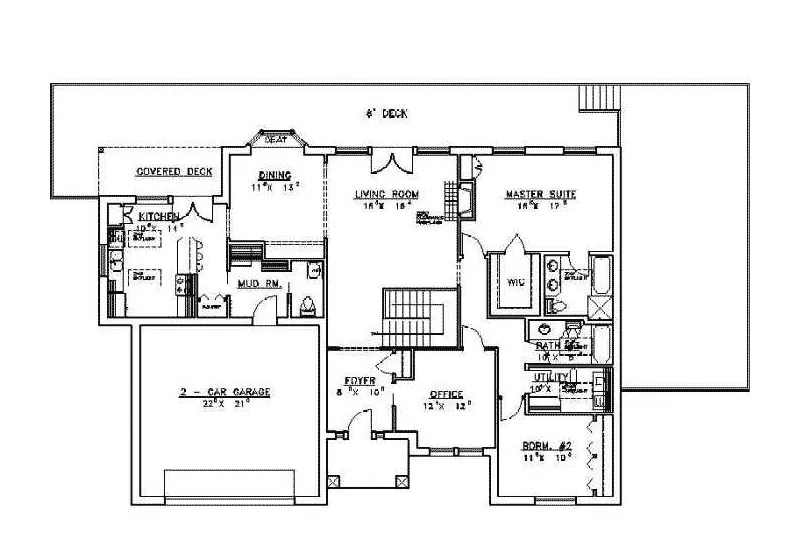 Ranch House Plan First Floor - Frontage Rustic Home 088D-0078 - Search House Plans and More