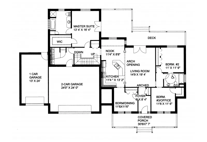 Traditional House Plan First Floor - Calgary Country Ranch Home 088D-0081 - Search House Plans and More