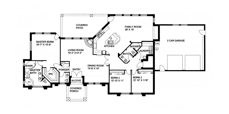 Sunbelt House Plan First Floor - Corinth Hill Florida Style Home 088D-0082 - Search House Plans and More