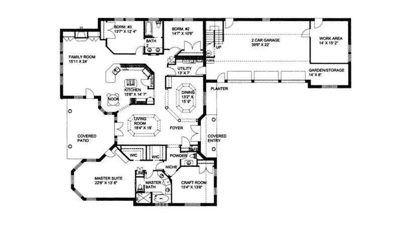 Sunbelt House Plan First Floor - Duarte Luxury Ranch Home 088D-0100 - Search House Plans and More