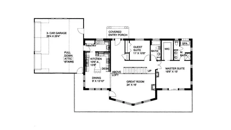 Traditional House Plan First Floor - Appalachin Craftsman Home 088D-0121 - Search House Plans and More