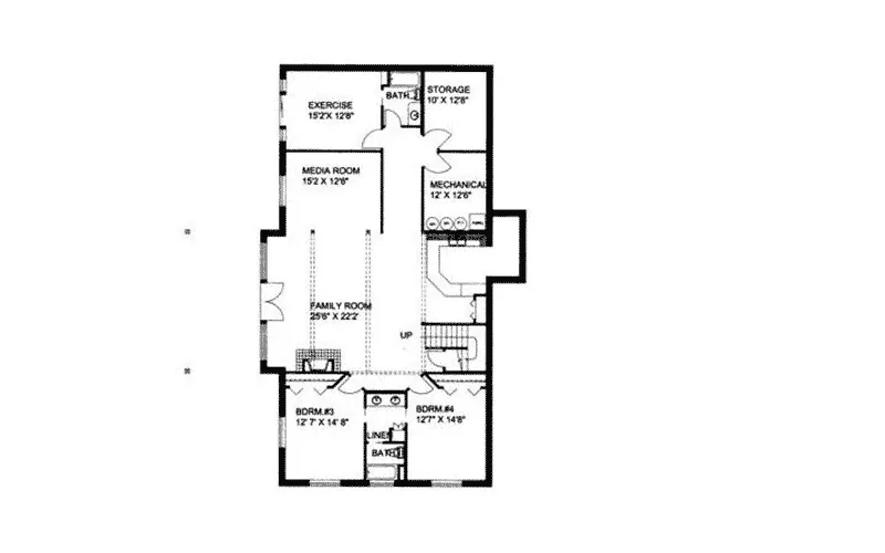Ranch House Plan Lower Level Floor - Valley Trail Craftsman Home 088D-0122 - Shop House Plans and More
