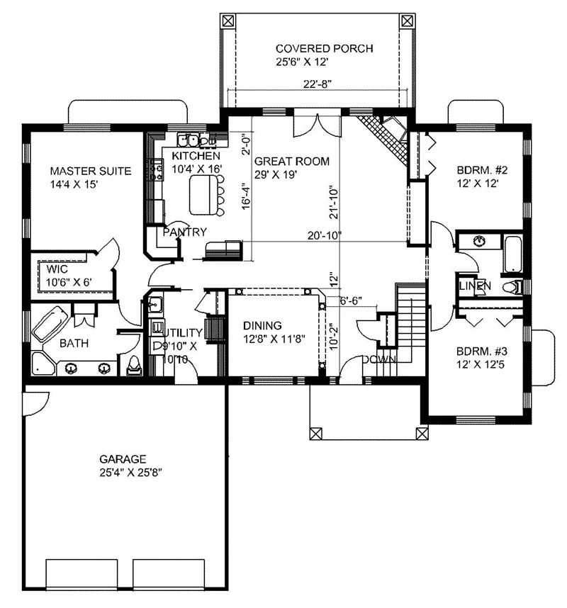 Rustic House Plan First Floor - Chanhassen Ridge Ranch Home 088D-0139 - Search House Plans and More