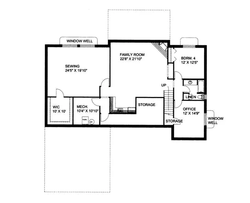 Rustic House Plan Lower Level Floor - Chanhassen Ridge Ranch Home 088D-0139 - Search House Plans and More