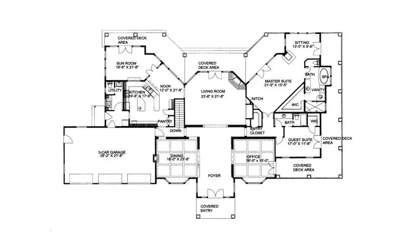 Ranch House Plan First Floor - Dardenne Prairie Luxury Home 088D-0153 - Search House Plans and More