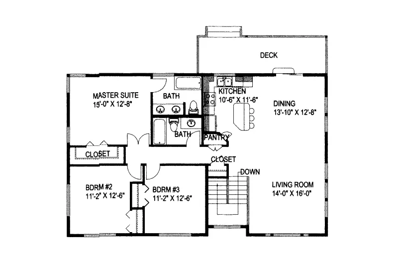 Traditional House Plan First Floor - Huntersville Split-Level Home 088D-0159 - Search House Plans and More
