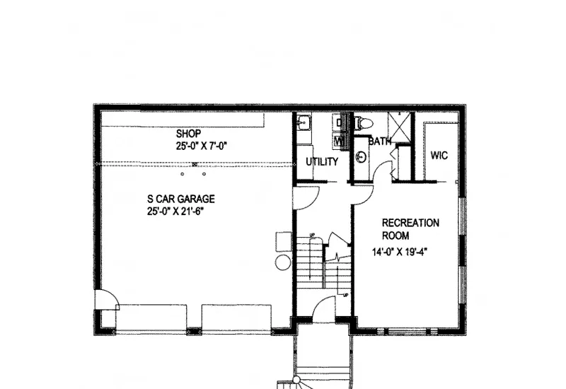 Traditional House Plan Lower Level Floor - Huntersville Split-Level Home 088D-0159 - Search House Plans and More