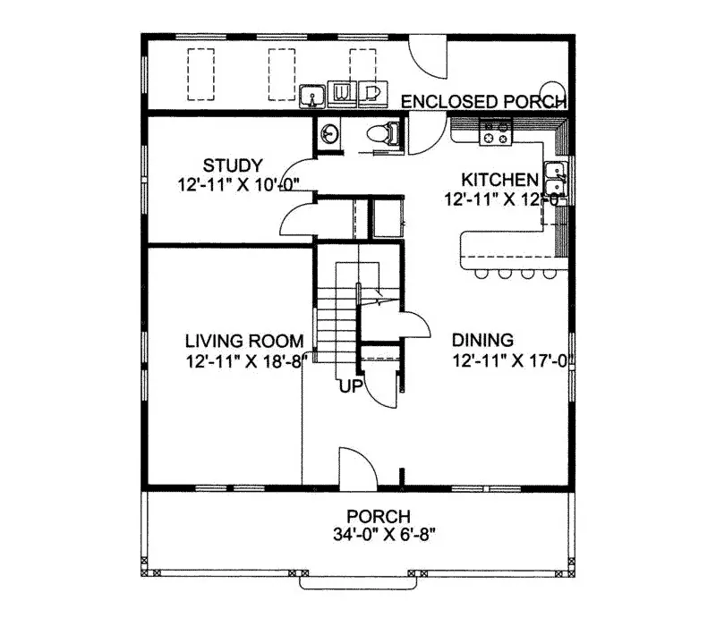 Bungalow House Plan First Floor - Somerville Bungalow Home 088D-0163 - Shop House Plans and More