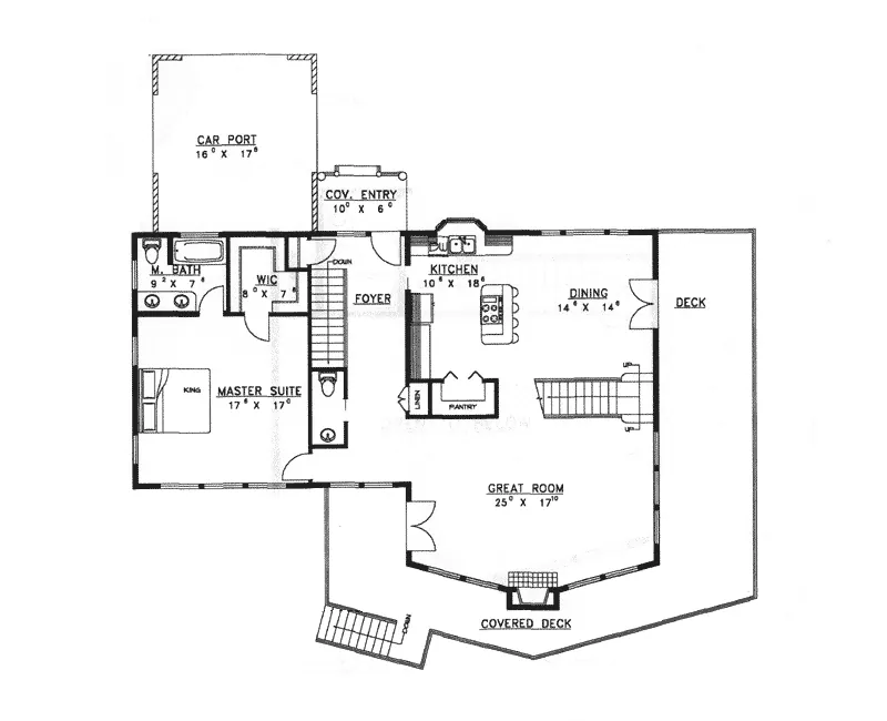 Traditional House Plan First Floor - Gadsden Terrace Waterfront Home 088D-0167 - Search House Plans and More