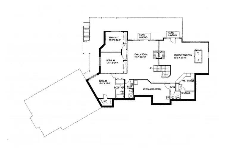 Luxury House Plan Lower Level Floor - Brunswick Lake Vacation Home 088D-0168 - Search House Plans and More