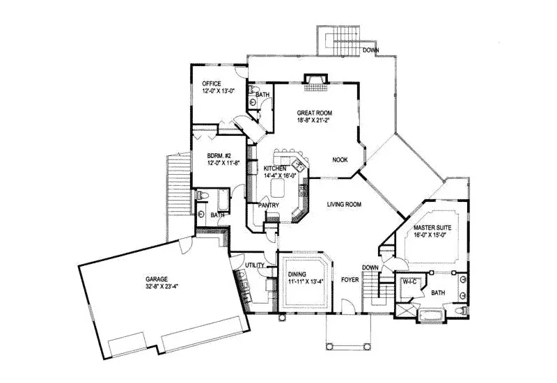 Spanish House Plan First Floor - Piperton Luxury Sunbelt Home 088D-0169 - Shop House Plans and More