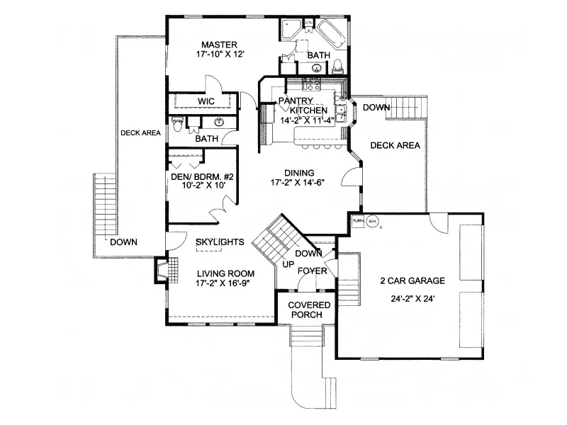 Traditional House Plan First Floor - Fisherville Split-Level Home 088D-0170 - Search House Plans and More