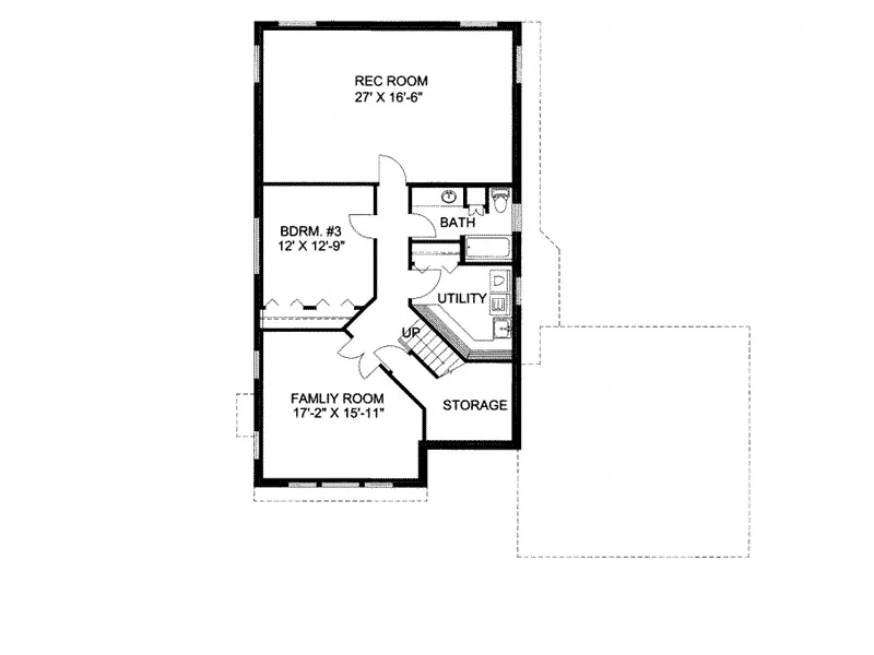 Traditional House Plan Lower Level Floor - Fisherville Split-Level Home 088D-0170 - Search House Plans and More