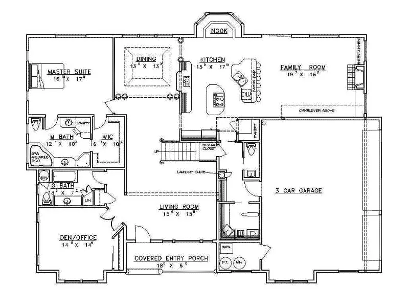 Contemporary House Plan First Floor - Aspen Hill Rustic Luxury Home 088D-0175 - Search House Plans and More