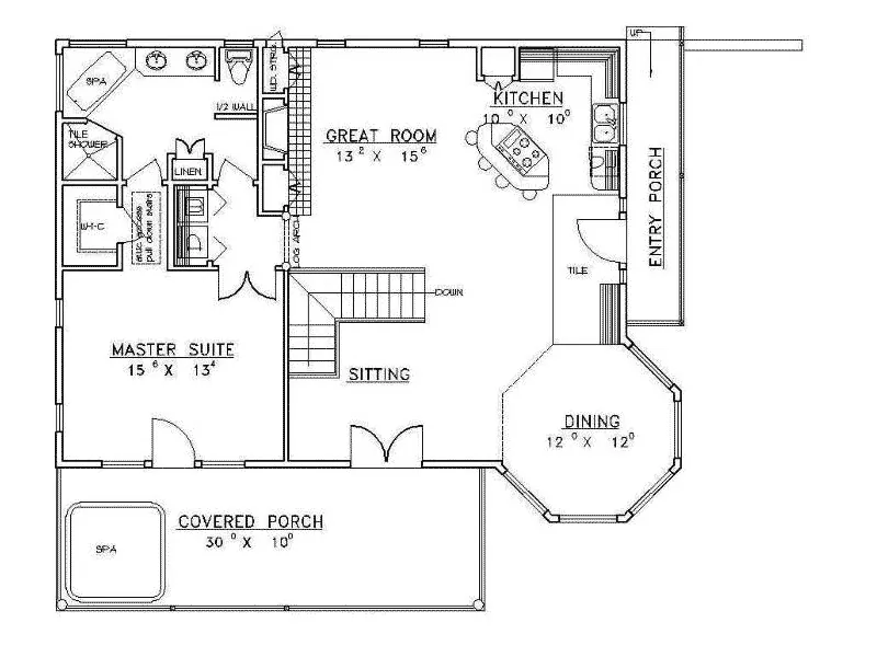 Victorian House Plan First Floor - Normandy Peak Rustic Home 088D-0180 - Shop House Plans and More
