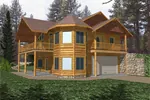 Rustic Two-Story Log Home With Corner Turret 