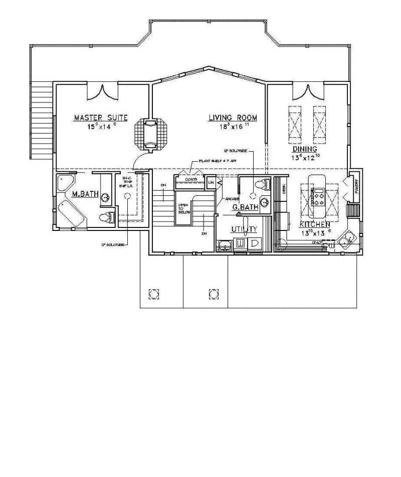Country House Plan First Floor - Cowan Creek Split-Level Home 088D-0181 - Search House Plans and More