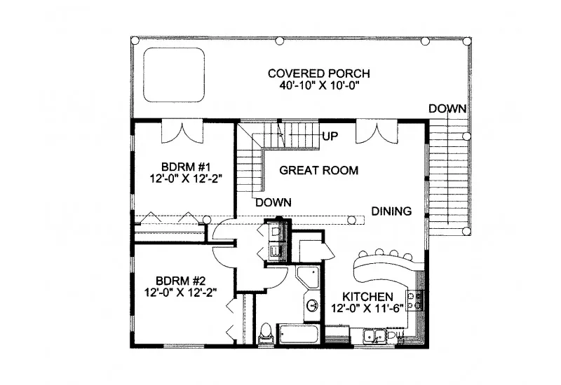 Lake House Plan First Floor - Buffalo Valley Log Cabin Home 088D-0201 - Search House Plans and More