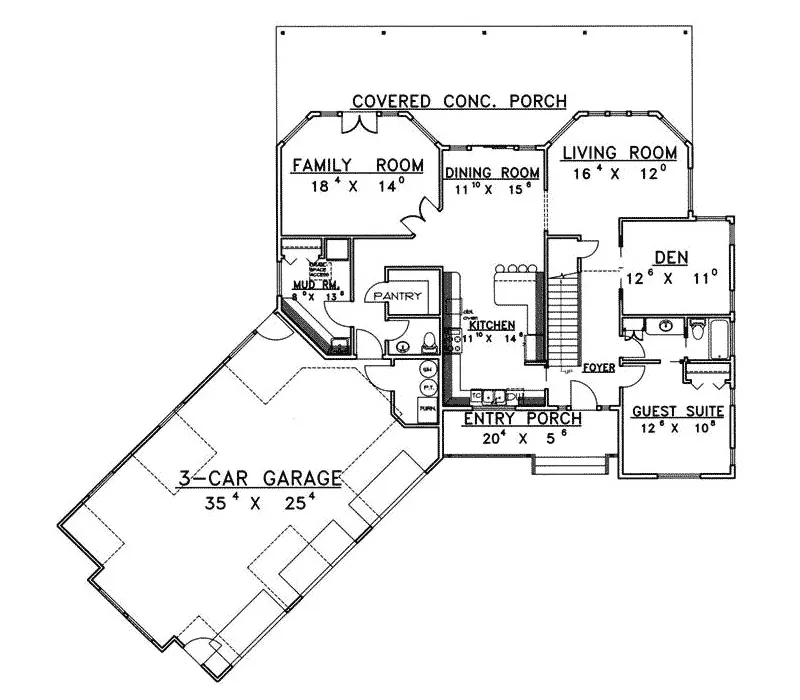 Country House Plan First Floor - Morgan Springs Luxury Home 088D-0206 - Shop House Plans and More