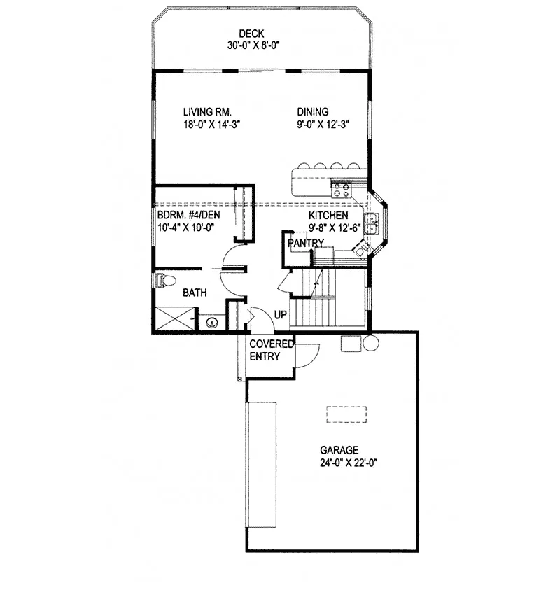 Lake House Plan First Floor - Kimball Contemporary Home 088D-0218 - Search House Plans and More