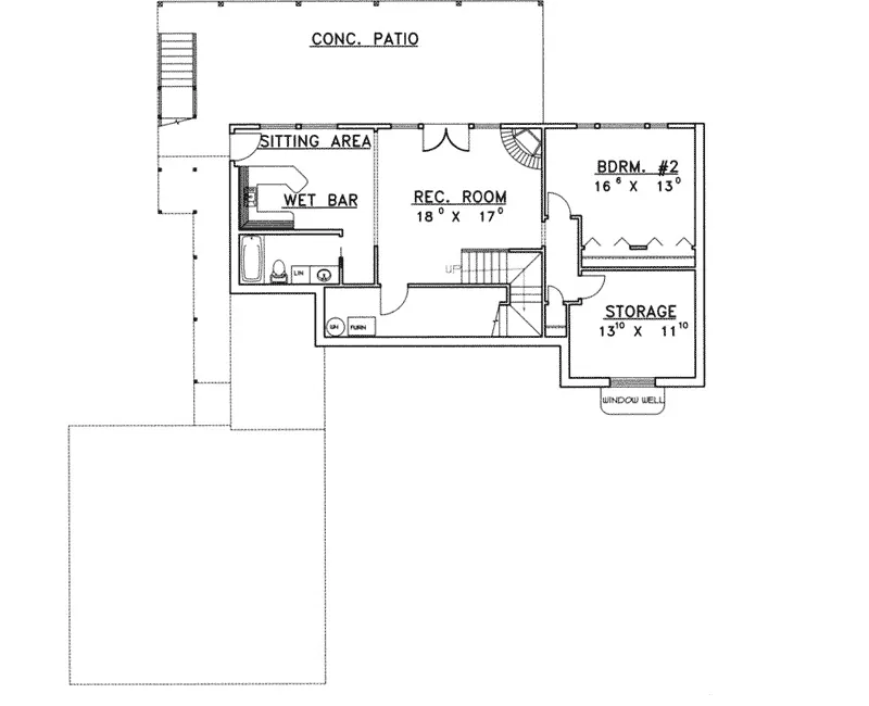 Ranch House Plan Lower Level Floor - Chatsworth Cove Vacation Home 088D-0231 - Search House Plans and More