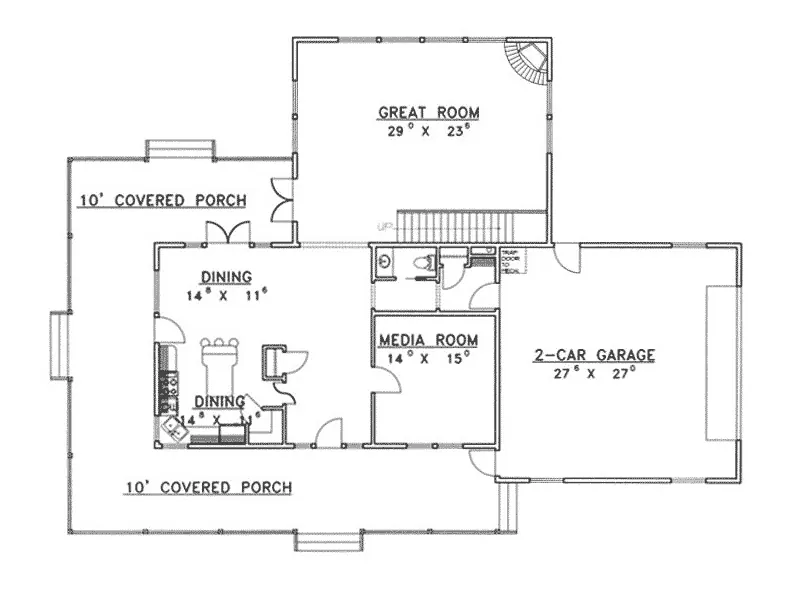 Rustic House Plan First Floor - Dalton Point Contemporary Home 088D-0232 - Search House Plans and More