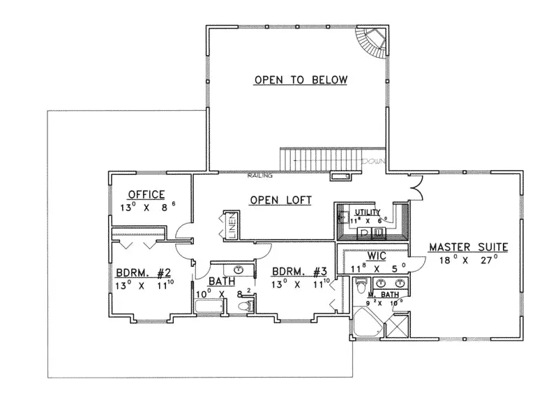 Rustic House Plan Second Floor - Dalton Point Contemporary Home 088D-0232 - Search House Plans and More