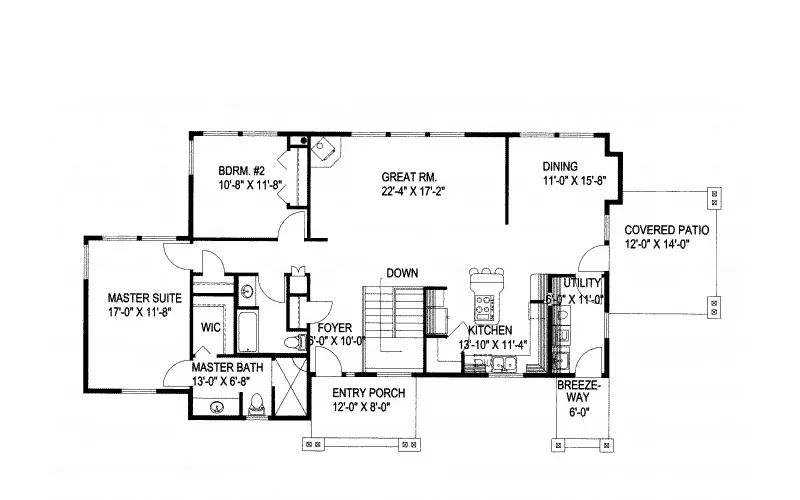 Mountain House Plan First Floor - Piney Flatts Mountain Home 088D-0236 - Shop House Plans and More