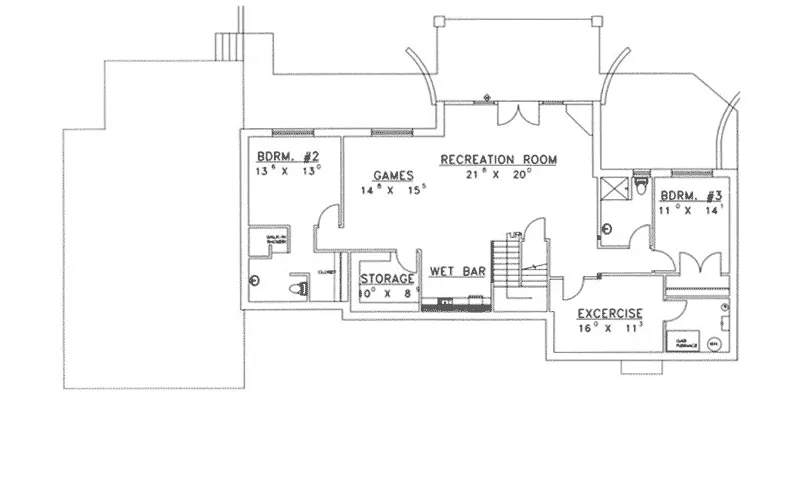 A-Frame House Plan Lower Level Floor - Balsam Heights Modern Home 088D-0237 - Search House Plans and More