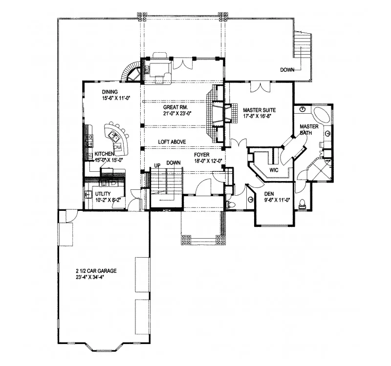 Rustic House Plan First Floor - Palisade Heights Luxury Home 088D-0250 - Shop House Plans and More