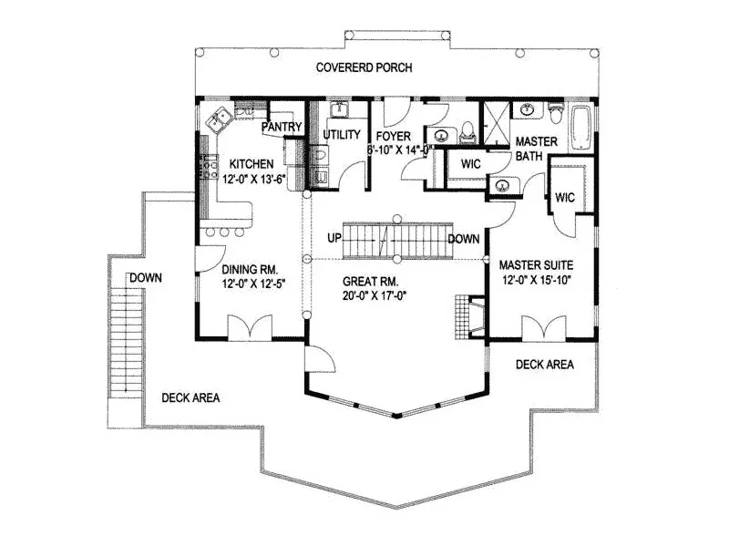 A-Frame House Plan First Floor - Purcell Lake Rustic Home 088D-0259 - Shop House Plans and More