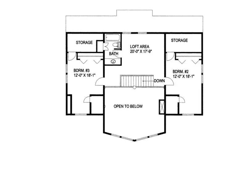 A-Frame House Plan Second Floor - Purcell Lake Rustic Home 088D-0259 - Shop House Plans and More
