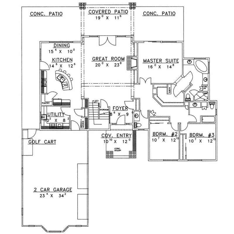 Traditional House Plan First Floor - Montezuma Craftsman Rustic Home 088D-0262 - Shop House Plans and More