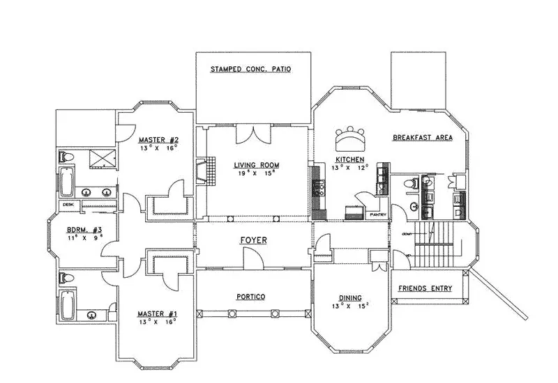 Craftsman House Plan First Floor - Gilpin Rustic Luxury Home 088D-0268 - Search House Plans and More