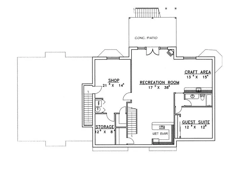 Mountain House Plan Lower Level Floor - Chatfield Lake Luxury Home 088D-0275 - Search House Plans and More
