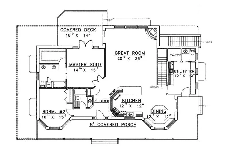 Vacation House Plan First Floor - Sand Creek Acadian Country Home 088D-0333 - Shop House Plans and More