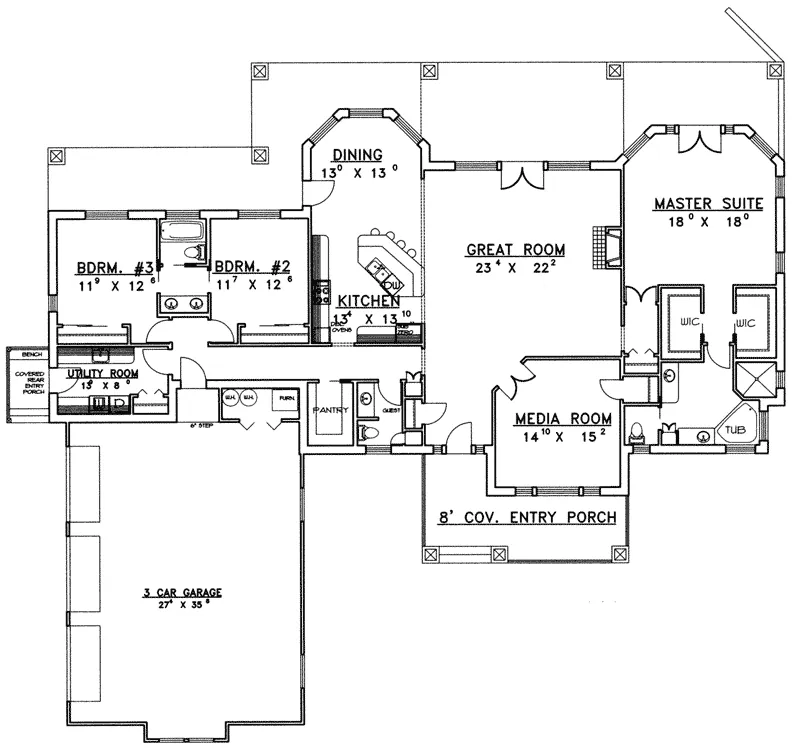 Luxury House Plan First Floor - Boulder Luxury Ranch Home 088D-0360 - Search House Plans and More