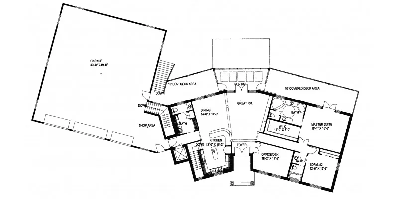 Neoclassical House Plan First Floor - Burdeau Luxury Ranch Home 088D-0366 - Search House Plans and More