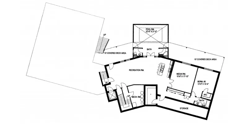 Neoclassical House Plan Lower Level Floor - Burdeau Luxury Ranch Home 088D-0366 - Search House Plans and More