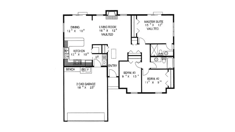Cabin & Cottage House Plan First Floor - Blebell Cabin Cottage Home 088D-0371 - Search House Plans and More