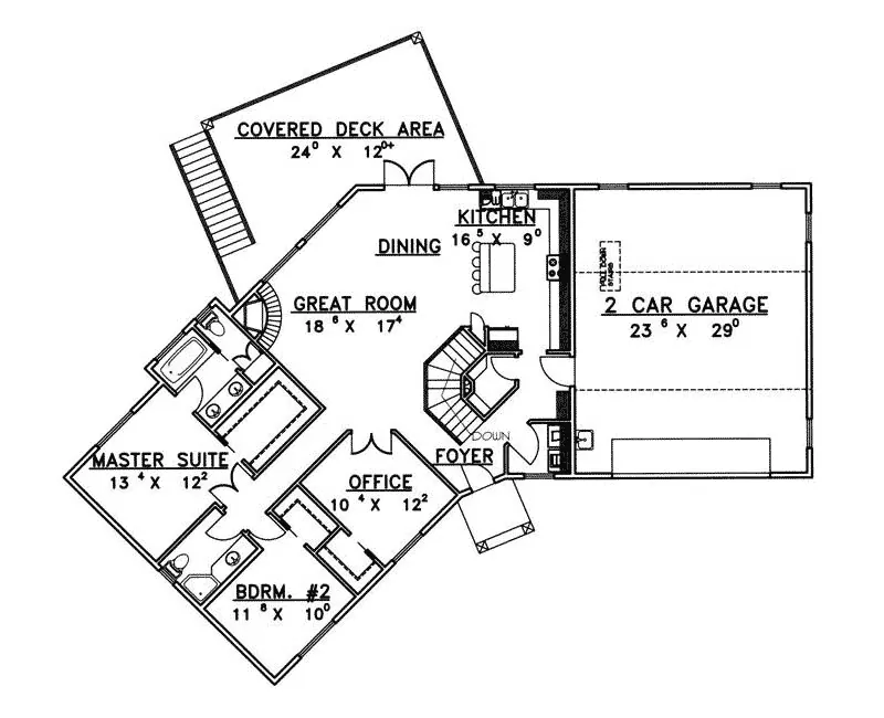 Traditional House Plan First Floor - Summit Point Mountain Home 088D-0398 - Shop House Plans and More