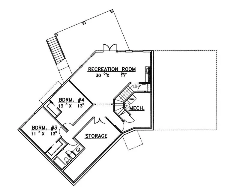 Mountain House Plan Lower Level Floor - Summit Point Mountain Home 088D-0398 - Shop House Plans and More