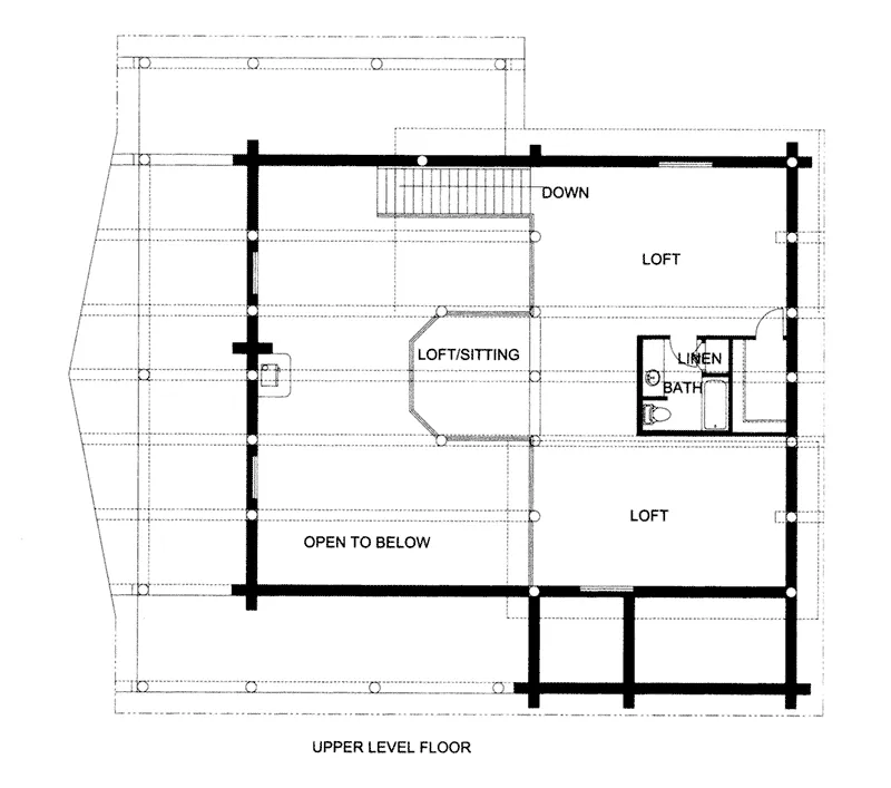 Log House Plan Second Floor - 088D-0405 - Shop House Plans and More