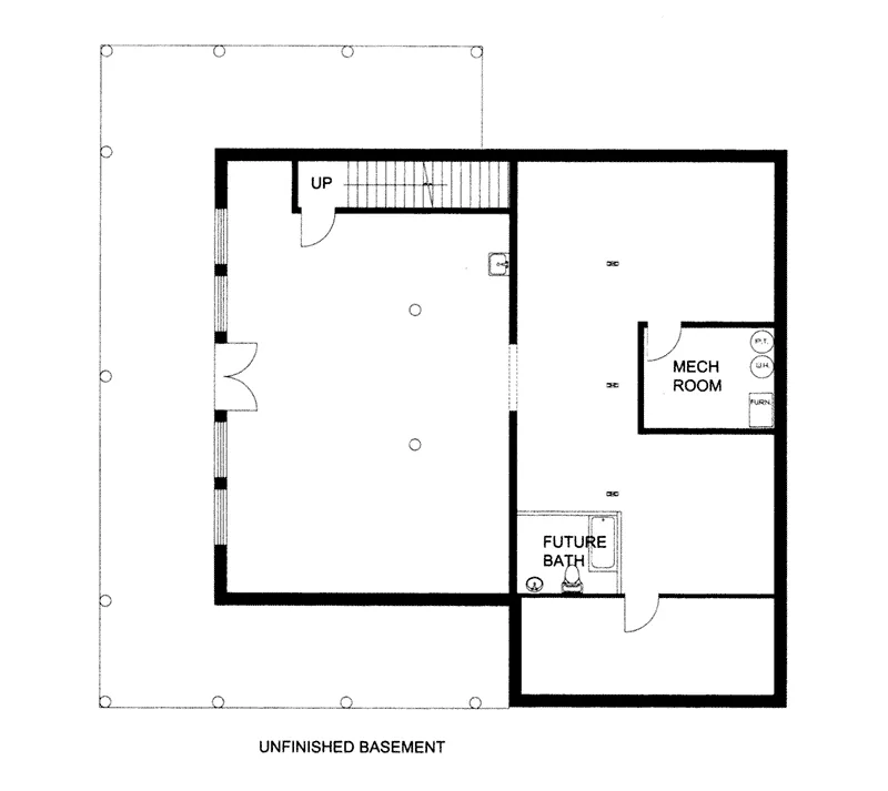 Log House Plan Lower Level Floor - 088D-0405 - Shop House Plans and More