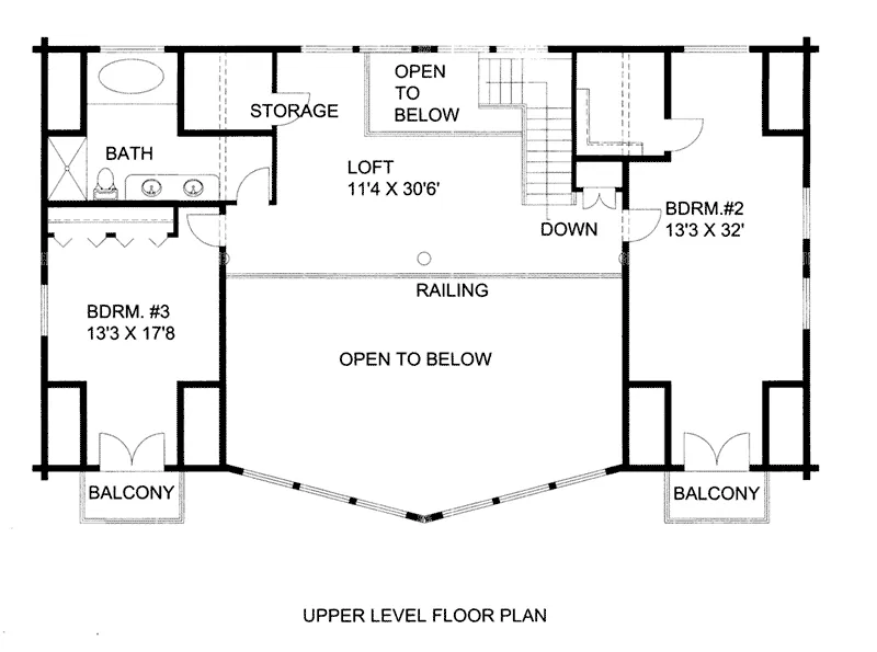 Log House Plan Second Floor - 088D-0408 - Shop House Plans and More
