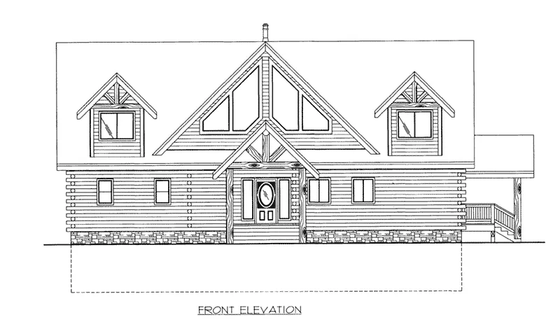 Log House Plan Front Elevation - 088D-0408 - Shop House Plans and More