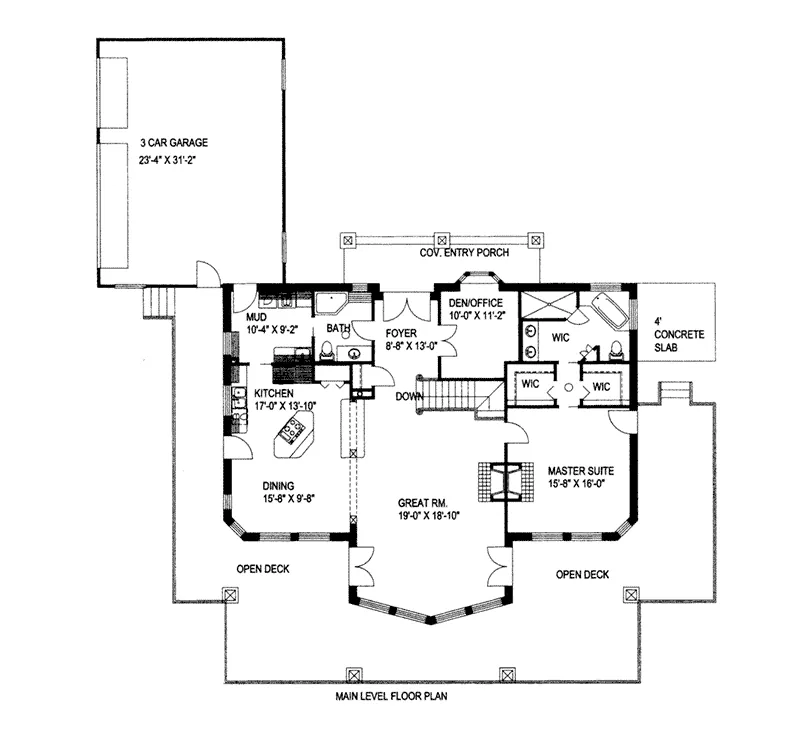 Log Cabin House Plan First Floor - 088D-0412 - Shop House Plans and More