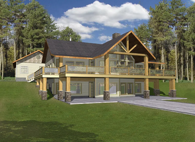 Log Cabin House Plan Front of Home - 088D-0412 - Shop House Plans and More
